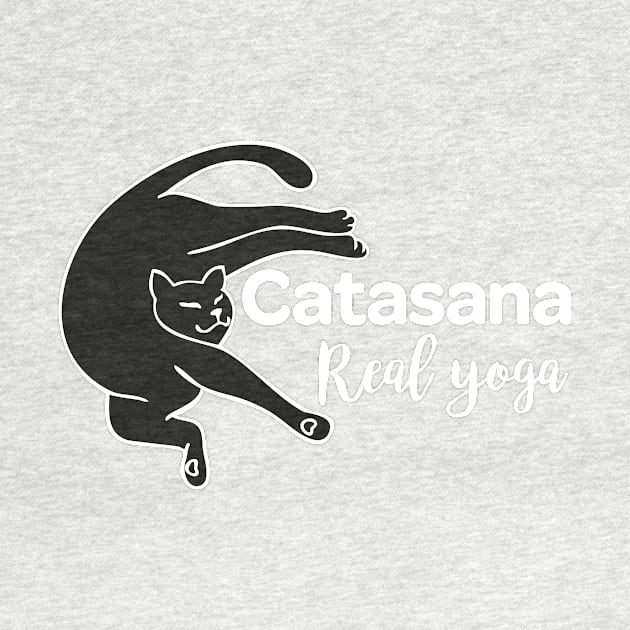 Cat in Catasana pose and REAL YOGA sign by leyaelena